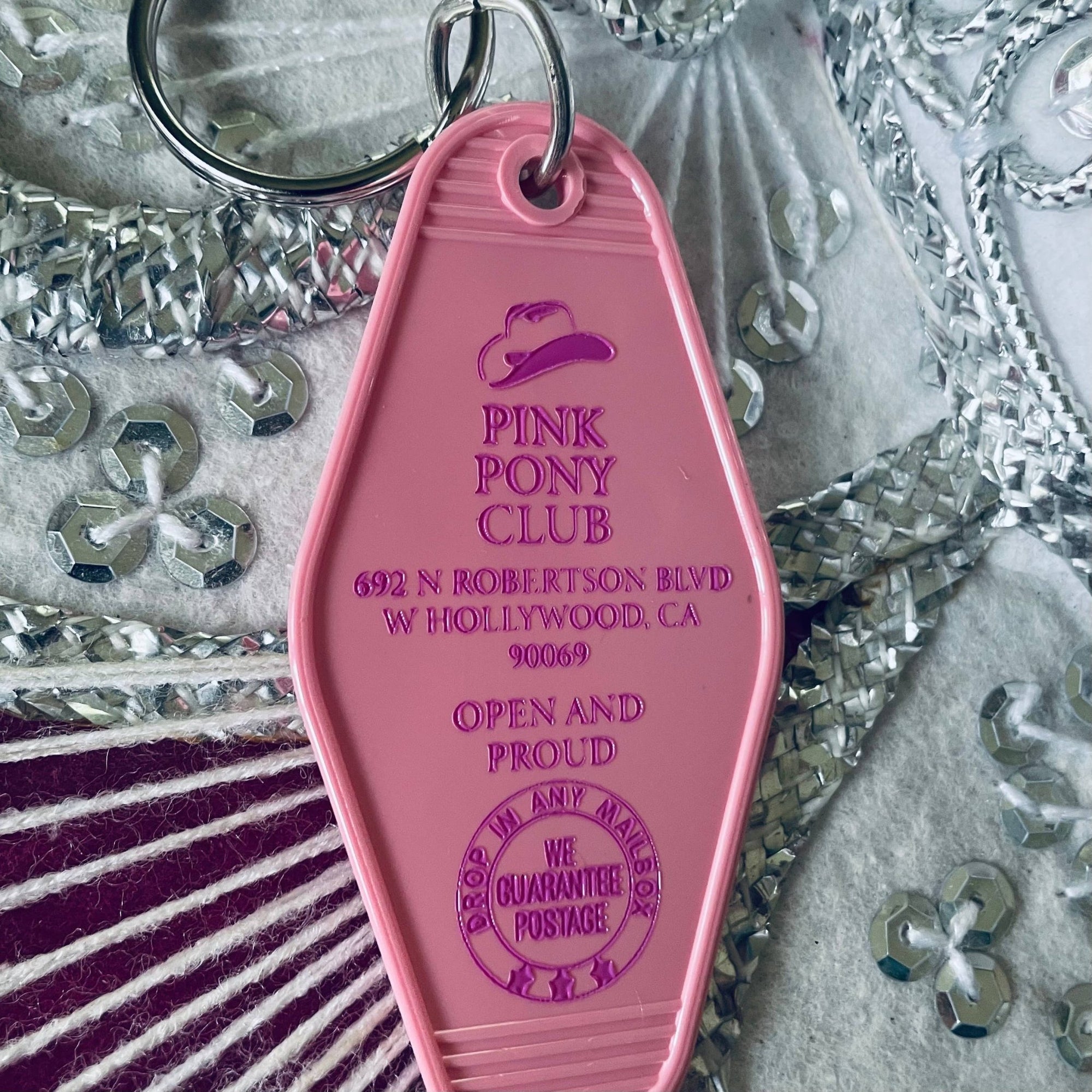 Motel Key Fob - Pink Pony Club (Chappell Roan) - The 3 Sisters Design Co. Modern Love Store Glasgow