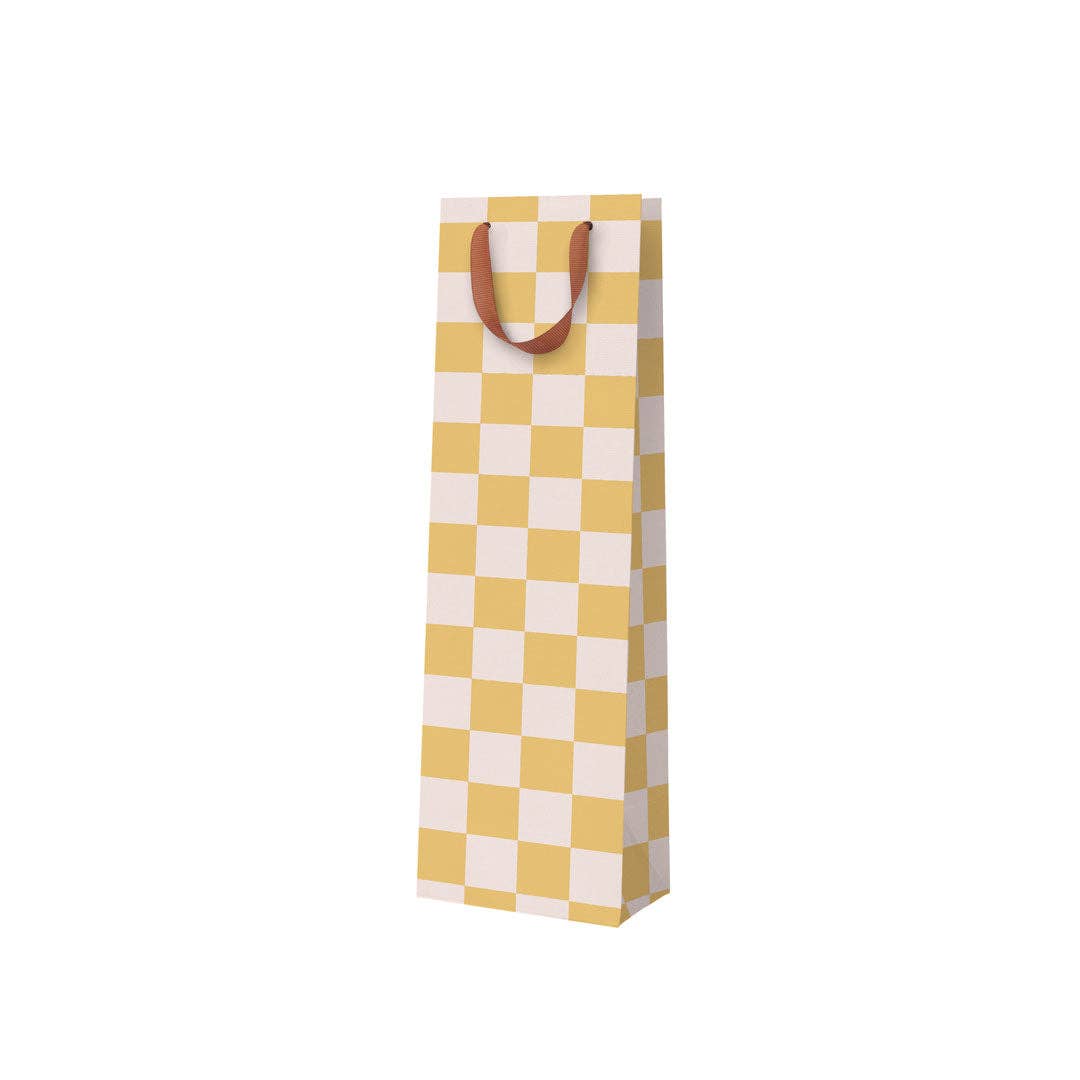 Mustard Checkerboard Bottle Bag - Ohh Deer UK + EU Modern Love Store Glasgow