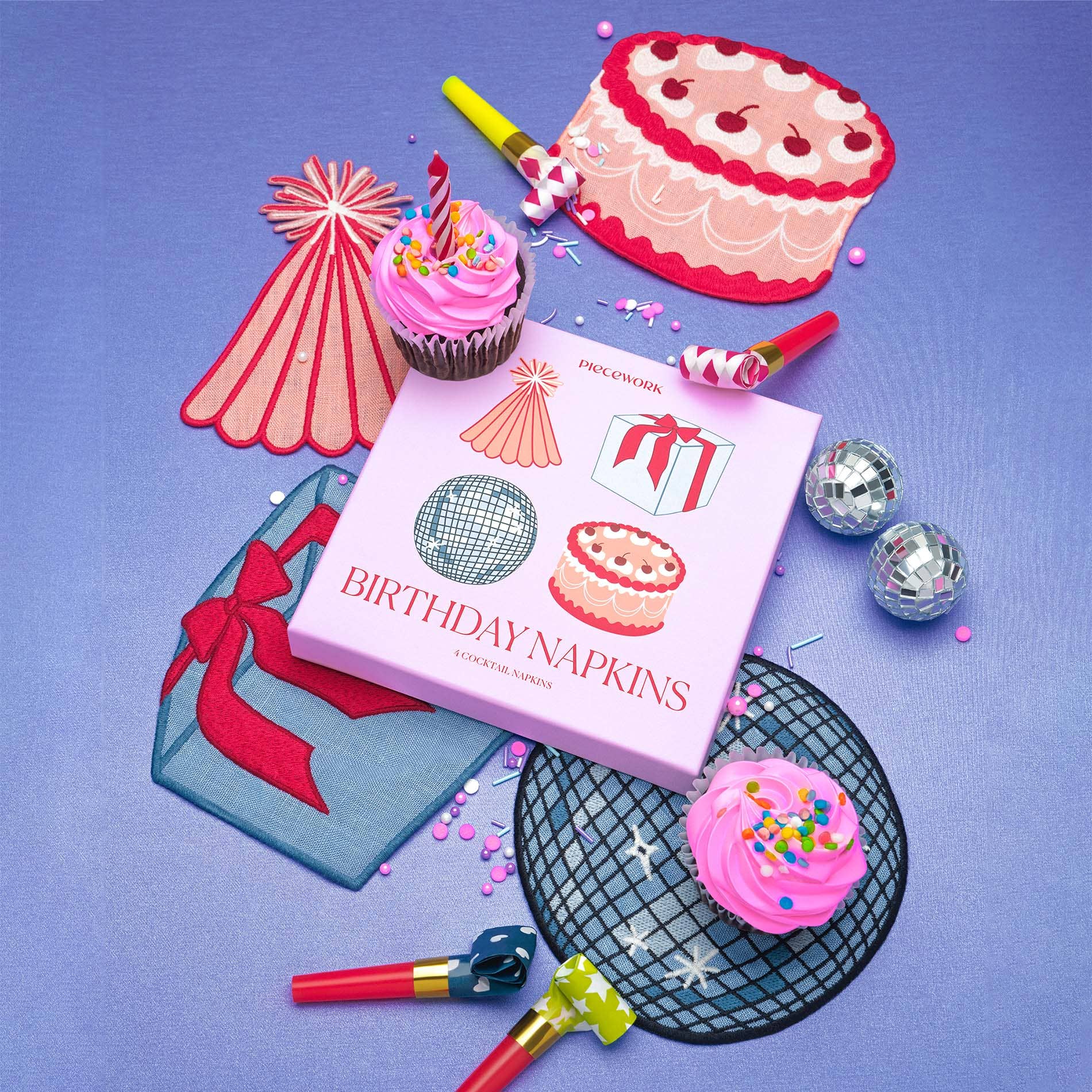 ✨NEW✨ Birthday Cocktail Napkins - Set of 4 - napkin Piecework Modern Love Store Glasgow