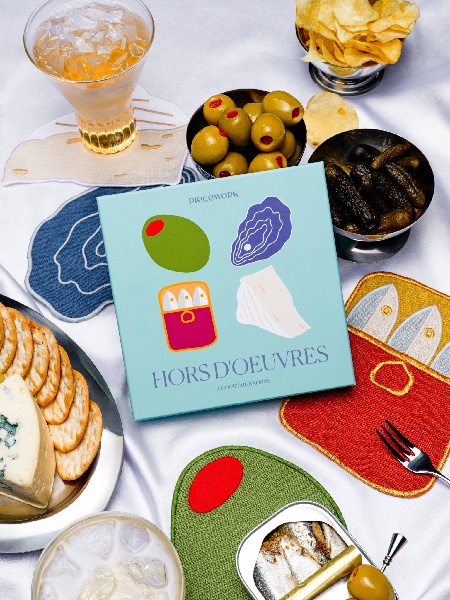 ✨NEW✨ Hors D'Oeuvres Cocktail Napkins - Set Of 4 - Piecework Puzzles Modern Love Store Glasgow