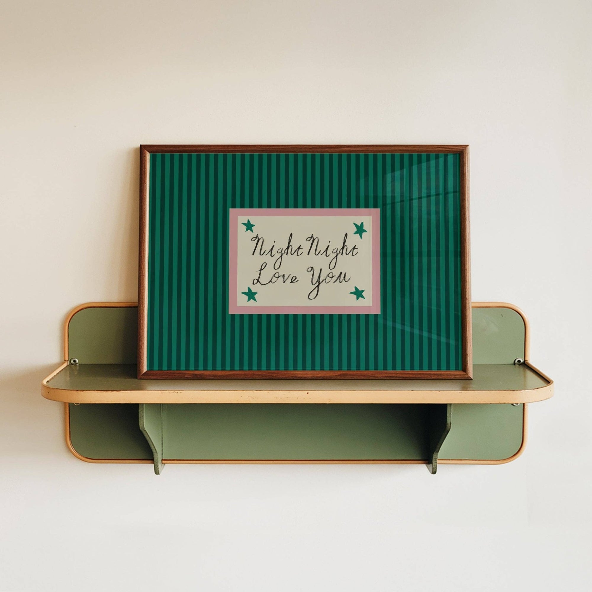 Night Night Love You Striped Print: Rust / Unframed - Lune Club Modern Love Store Glasgow