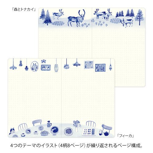 Midori Yuru Log Notebook <B6> Blue Nordi - notebook Midori Modern Love Store Glasgow