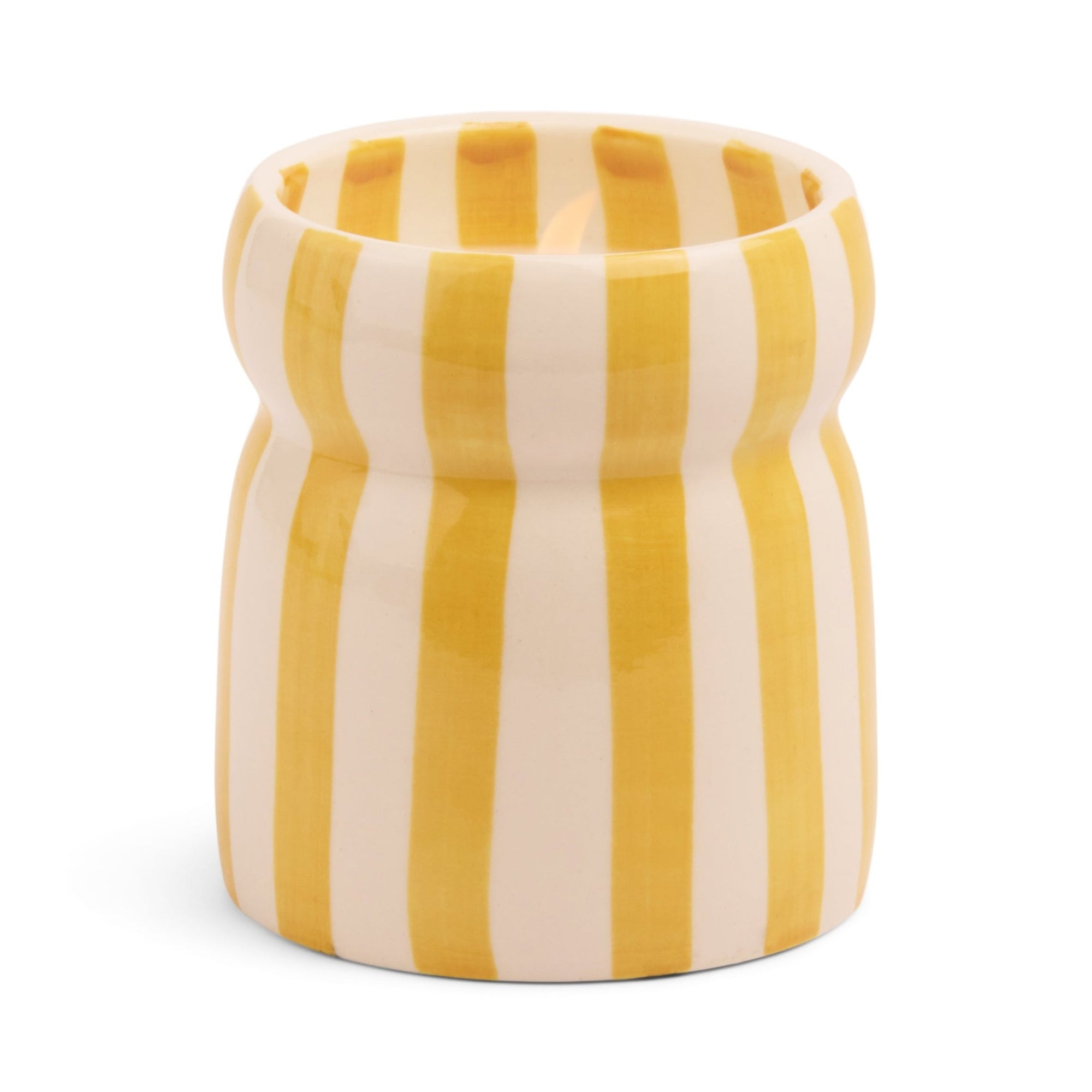 Ochre Striped Ceramic Candle - Gold Coast - Candles Designworks Modern Love Store Glasgow