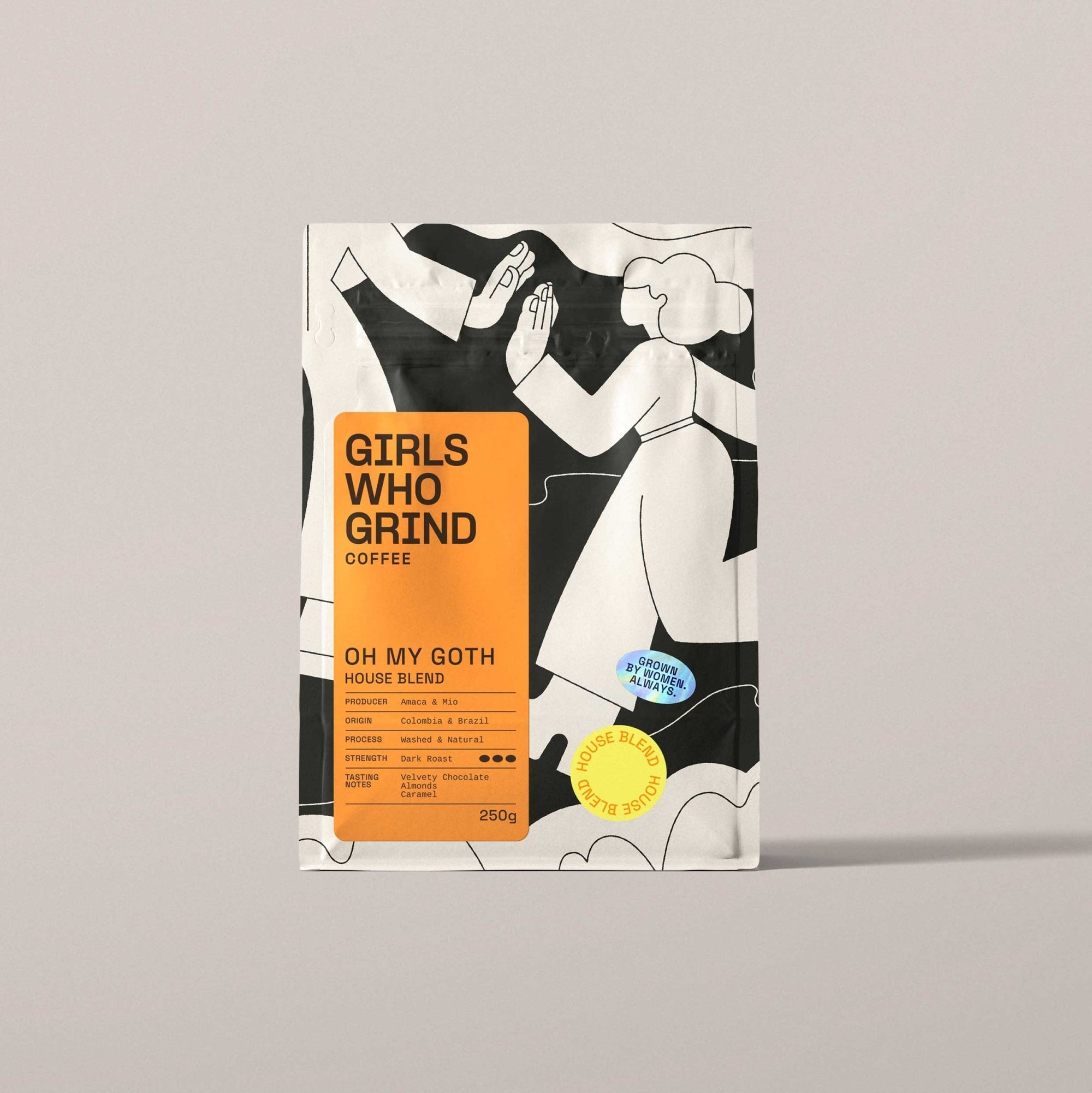 Oh My Goth: Wholebean / 250g - Girls Who Grind Coffee Modern Love Store Glasgow