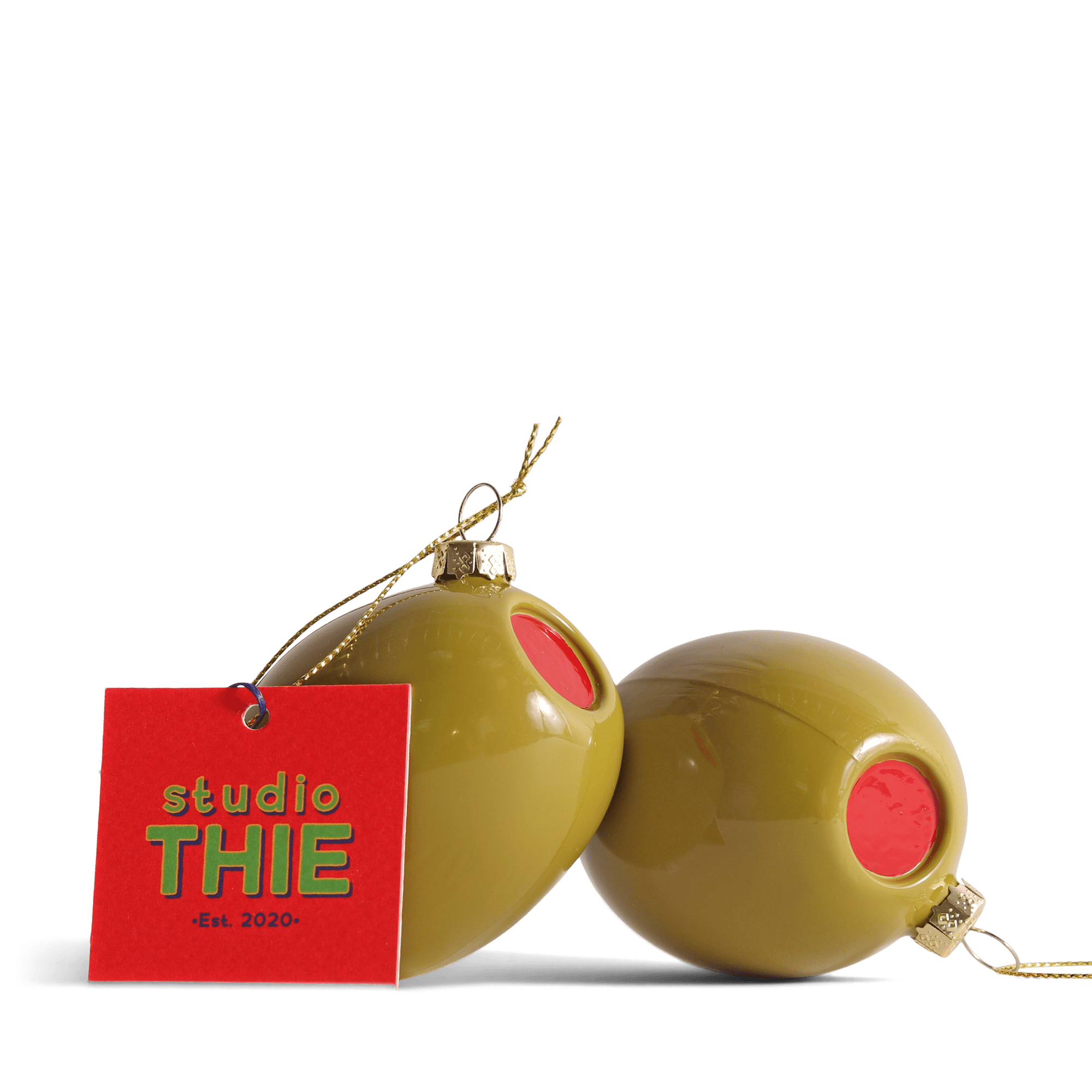 Olive Glass Christmas Bauble - studio THIE Modern Love Store Glasgow