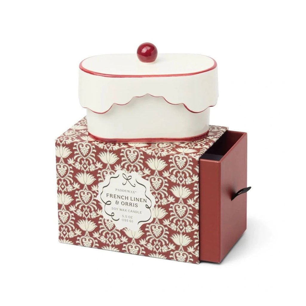 Cherie Ceramic Dish Candle - Red - French Linen & Orris candle 