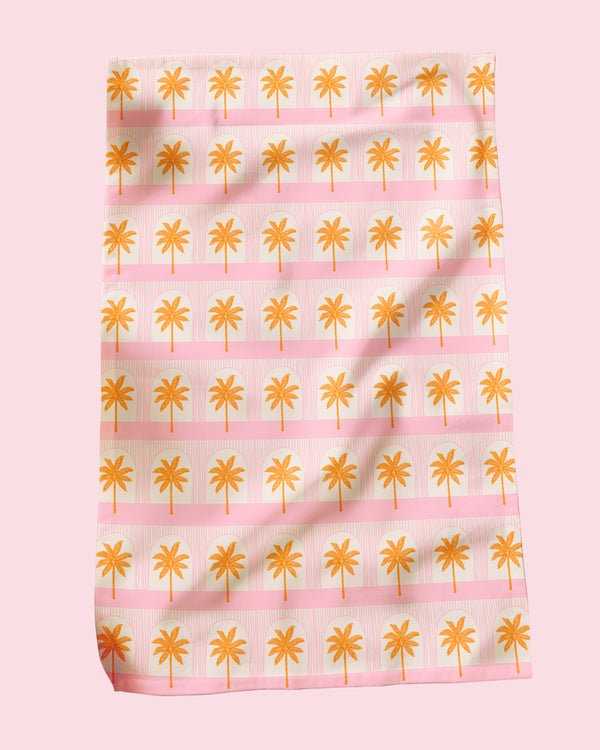 Palm Tile Pink Tea Towel - Maddison Ball Creative Modern Love Store Glasgow