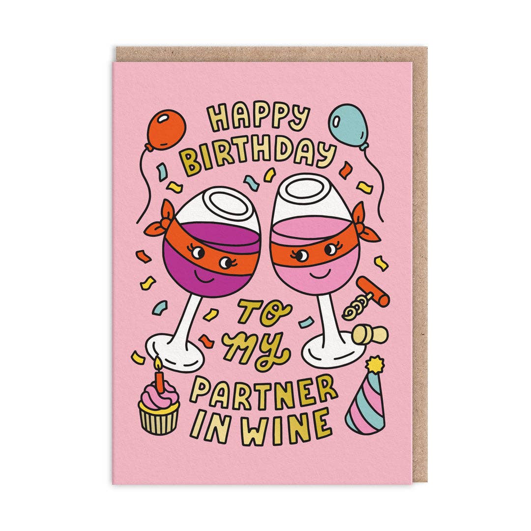 Partner In Wine Birthday Card (9438) - Ohh Deer UK + EU Modern Love Store Glasgow