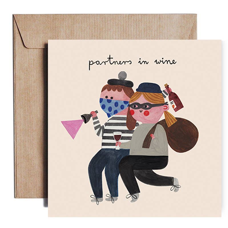 PARTNERS IN WINE card - Daria Solak Illustrations Modern Love Store Glasgow