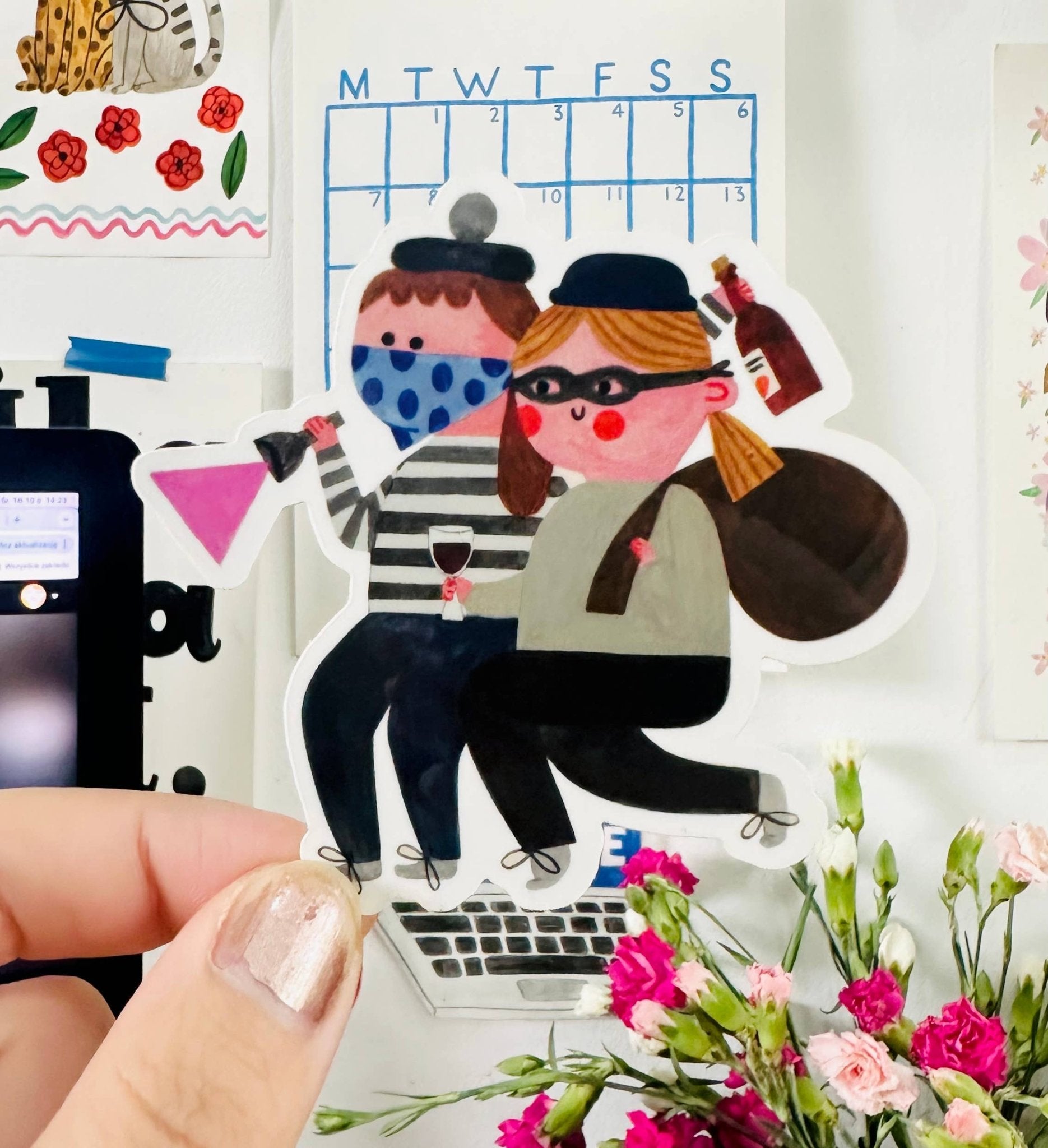 PARTNERS IN WINE sticker - Daria Solak Illustrations Modern Love Store Glasgow