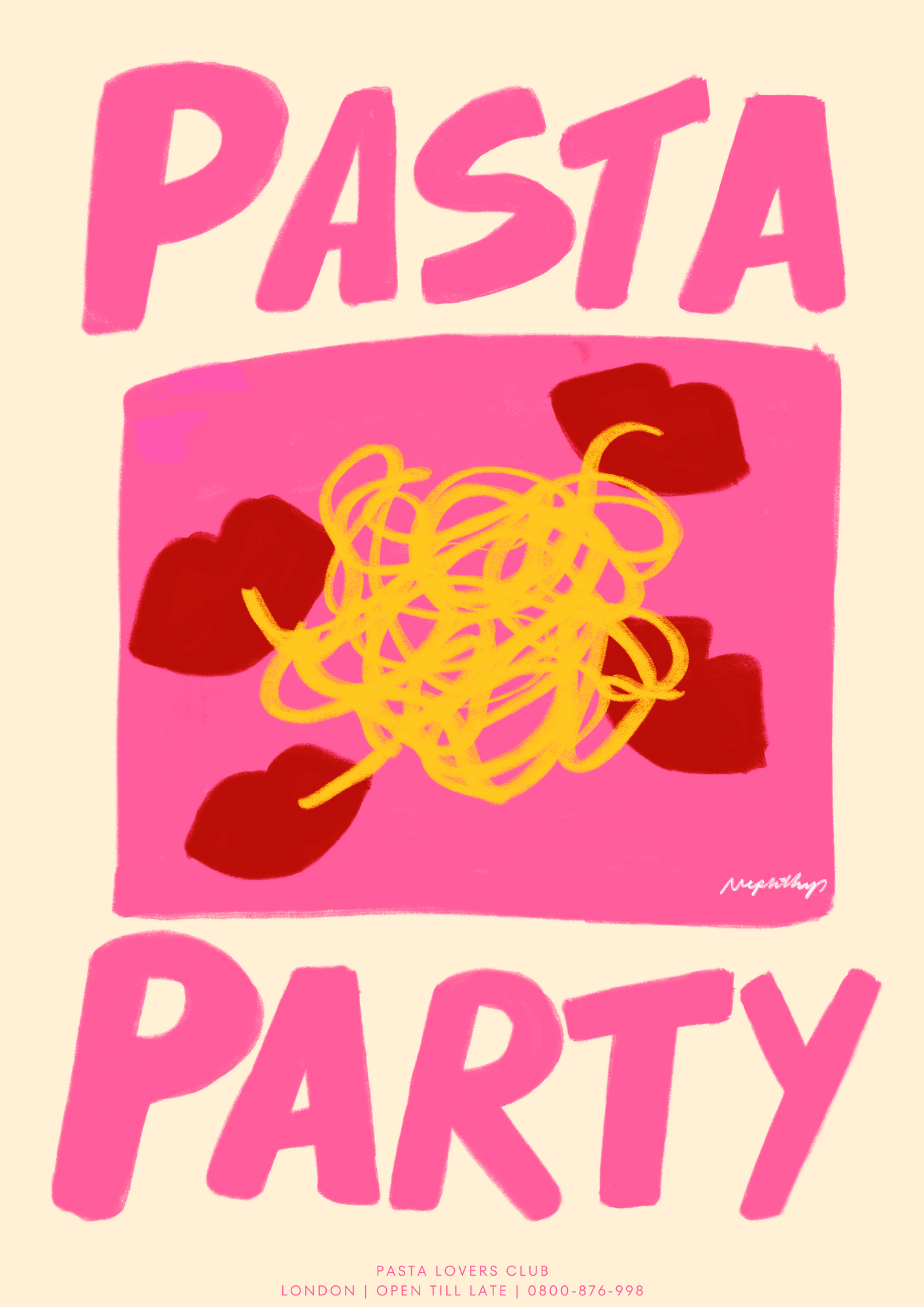 Pasta Party Cream - Nephtys Illustrated Modern Love Store Glasgow