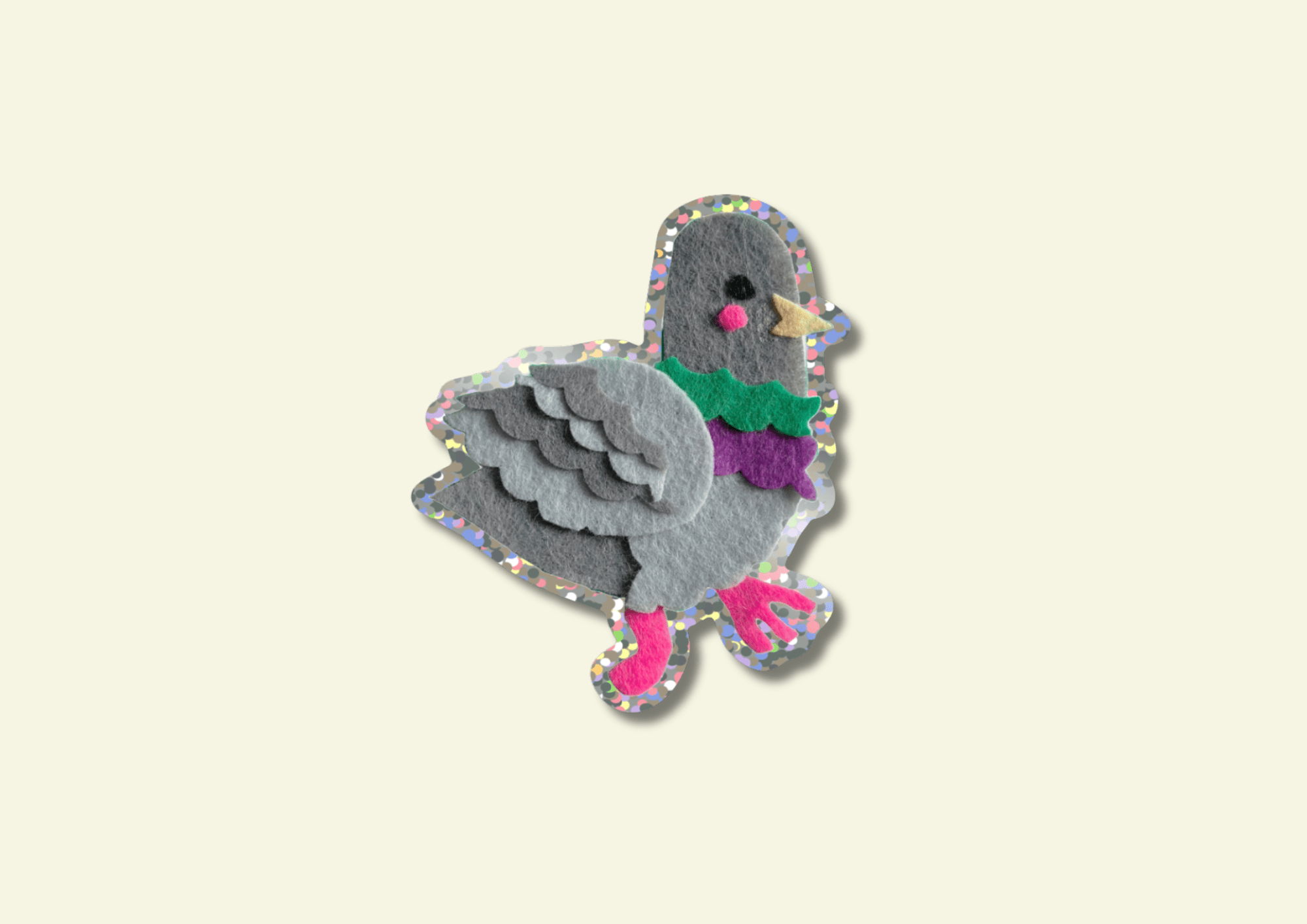 Pigeon Glitter Vinyl Sticker - Shellflower Modern Love Store Glasgow
