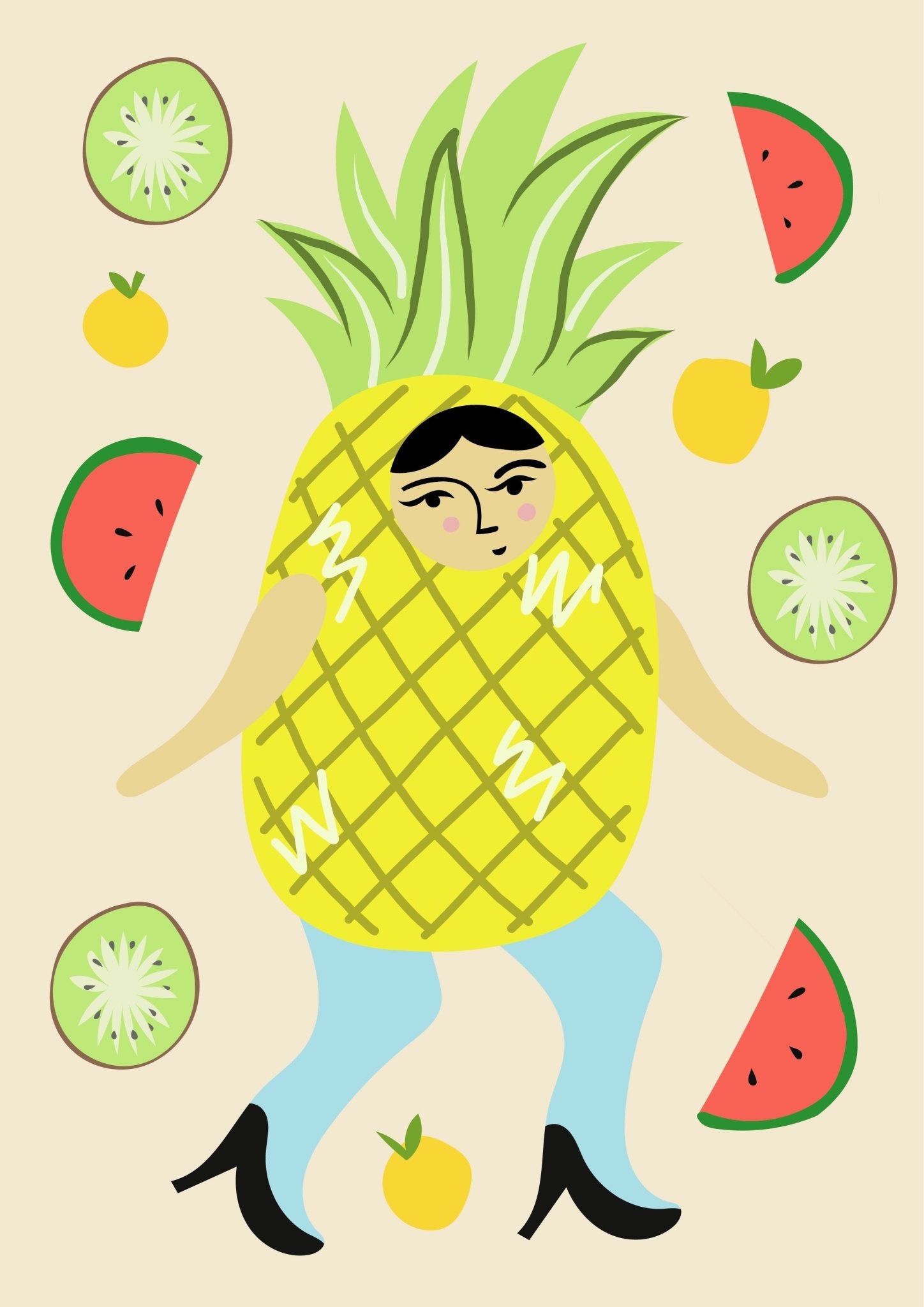 Pineapple Dance Print - Print Hannah Budd Modern Love Store Glasgow