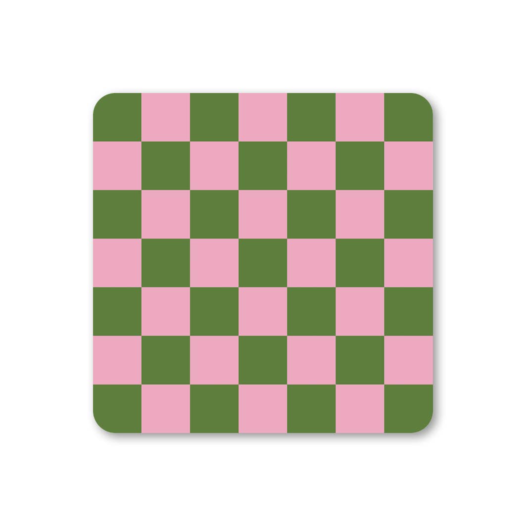 Pink & Green - Checkerboard Coaster - Ella Goddard Modern Love Store Glasgow