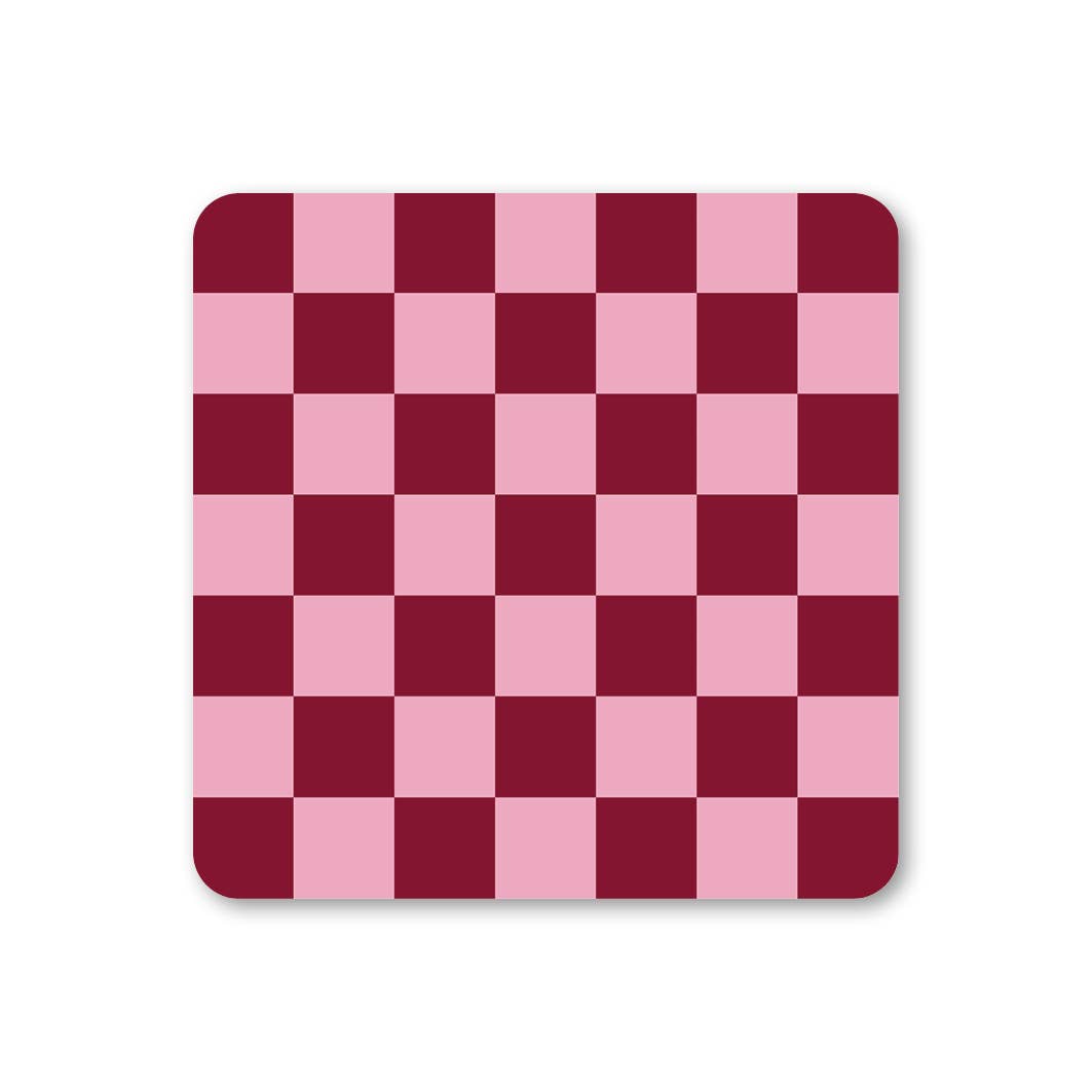 Pink & Red - Checkerboard Coaster - Ella Goddard Modern Love Store Glasgow