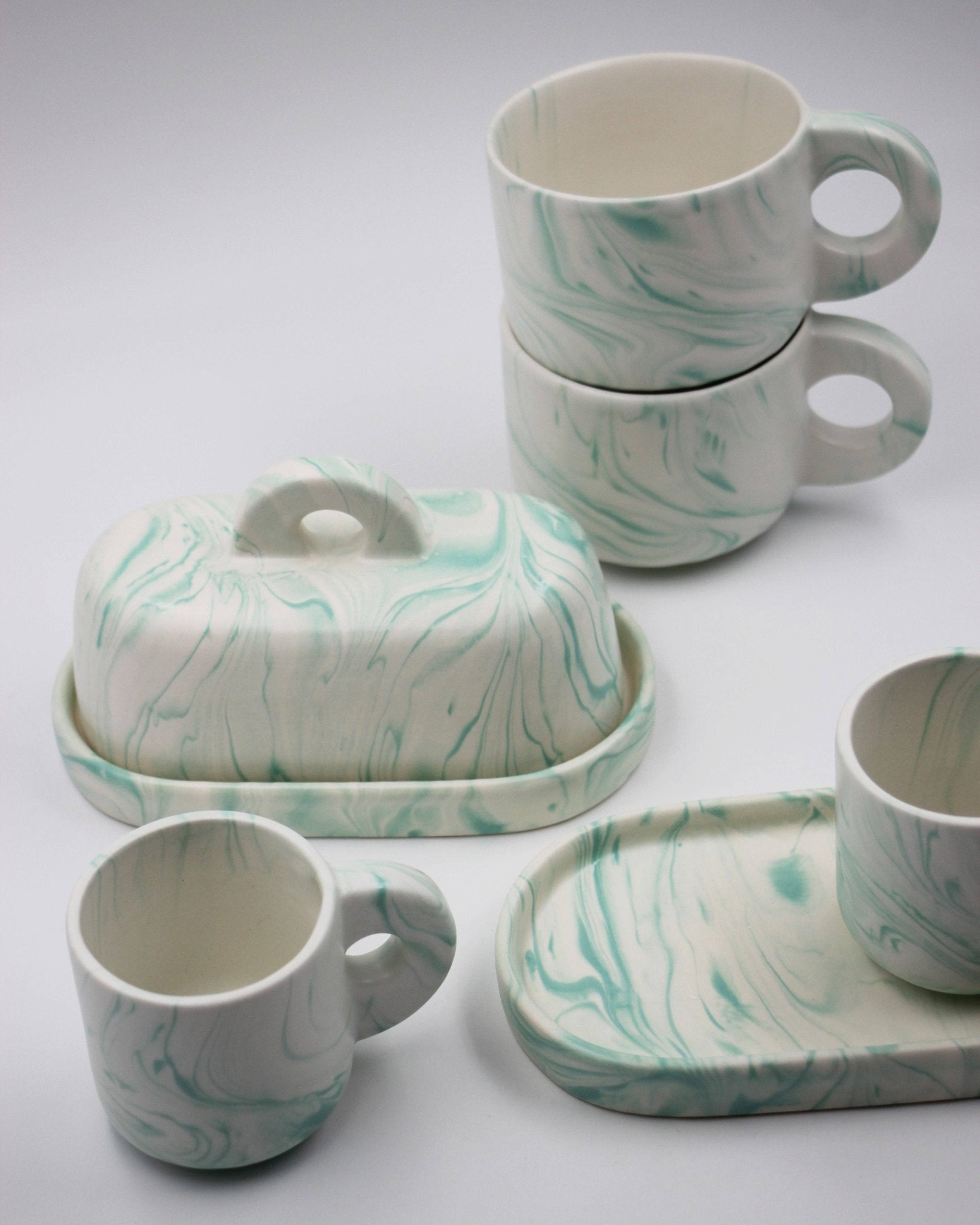 Butter Dish Marble Green - Pó de Barro Modern Love Store Glasgow