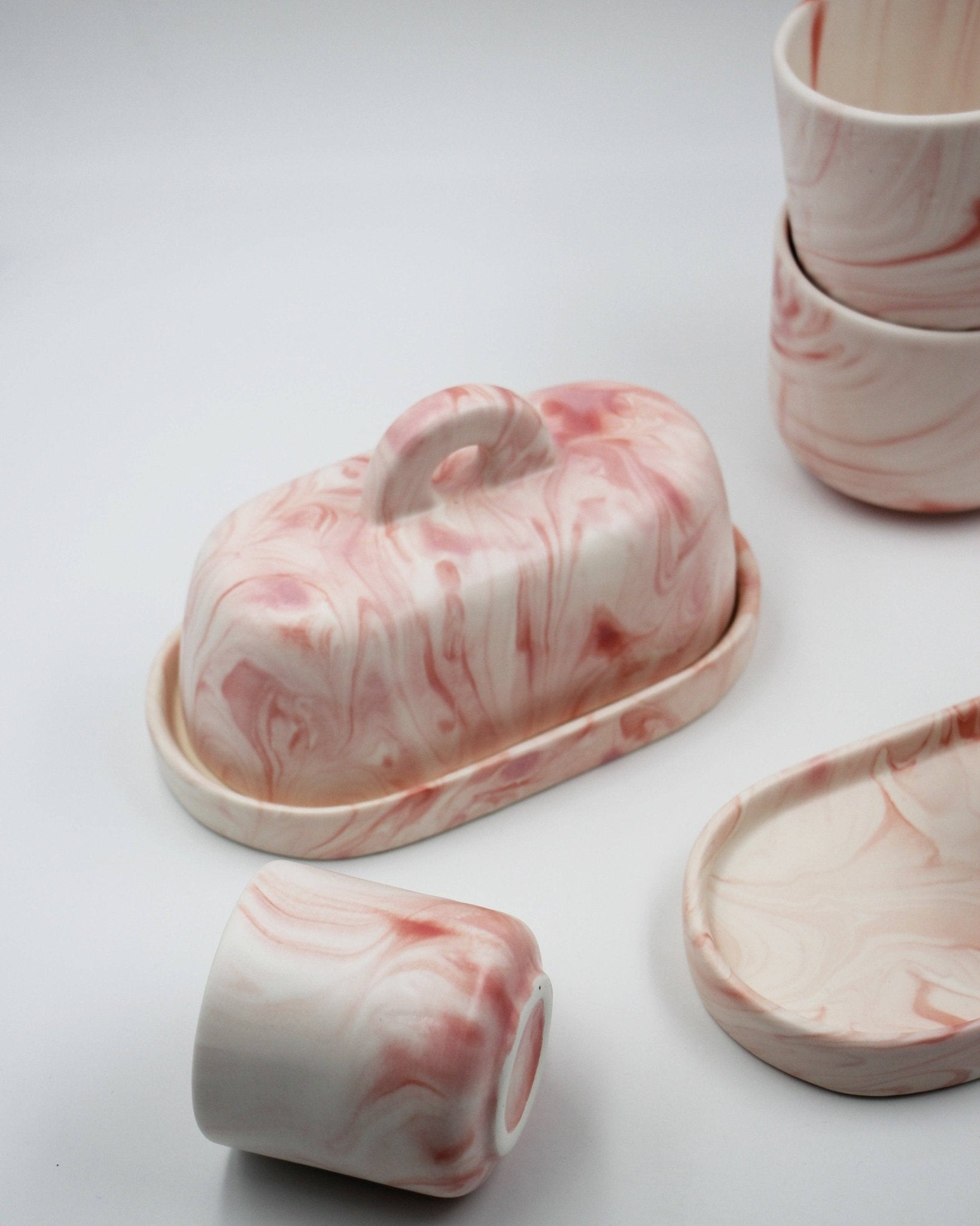 Butter Dish Marble Pink - Pó de Barro Modern Love Store Glasgow