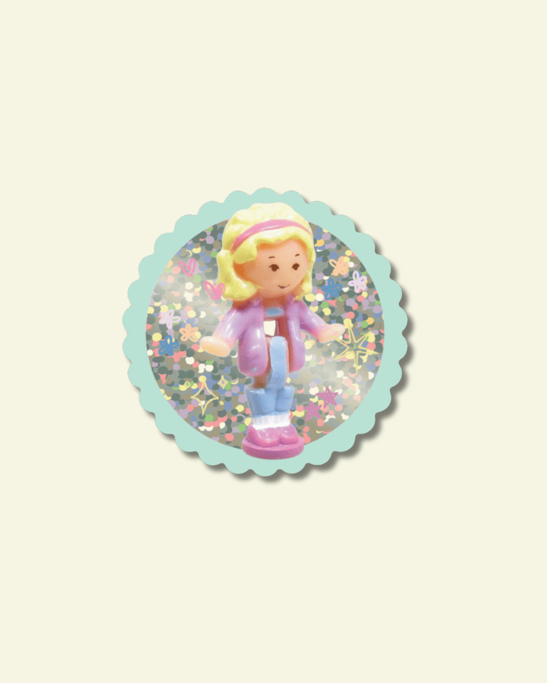 Polly Pocket Girl Glitter Vinyl Sticker  - Shellflower Modern Love Store Glasgow