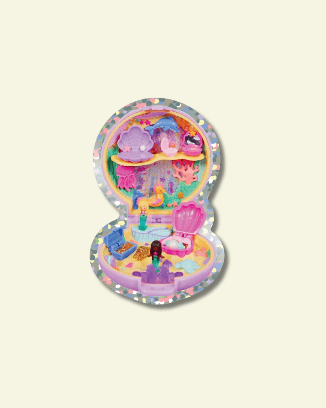 Polly Pocket Mermaid Glitter Vinyl Sticker - Shellflower Modern Love Store Glasgow