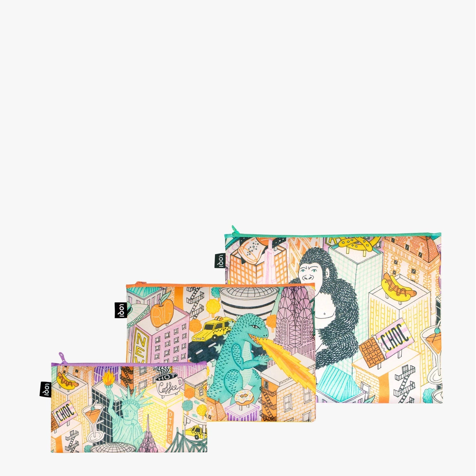 LOQI New York Zip Pockets - Set of 3 - pouch LOQI Modern Love Store Glasgow