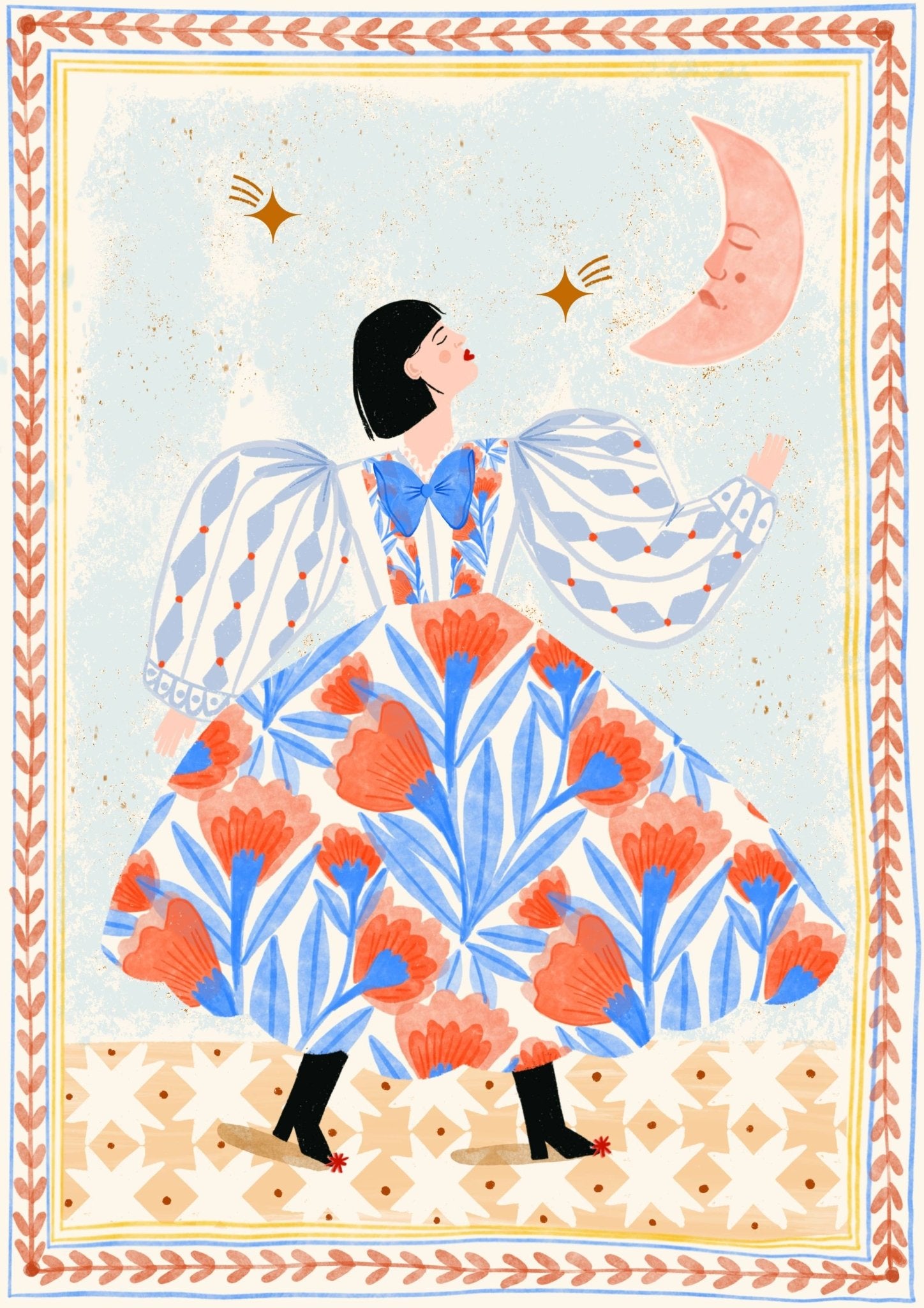Folk Woman - A4 - Print Carole Hillman Modern Love Store