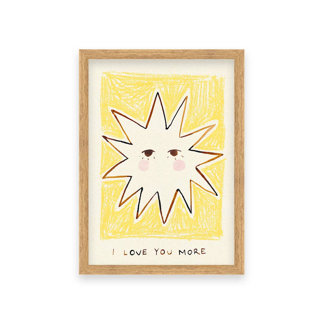 Love You More Bedroom Hand Painted Print: Unframed / A3 (297 x 420mm) art - prints 