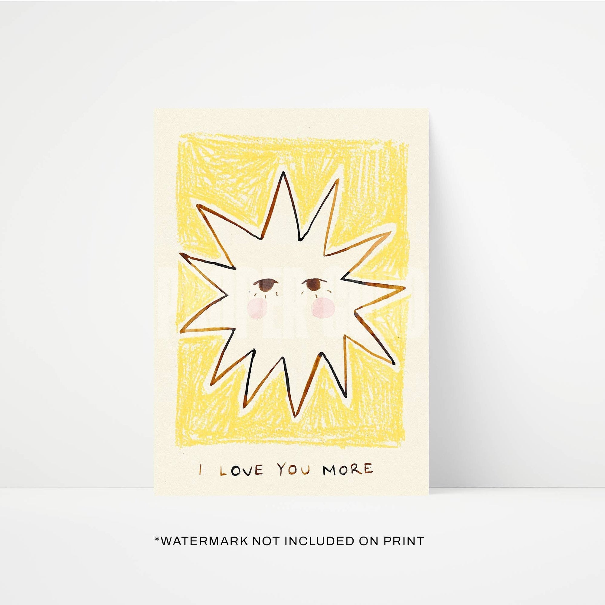 Love You More Bedroom Hand Painted Print: Unframed / A3 (297 x 420mm) art - prints 