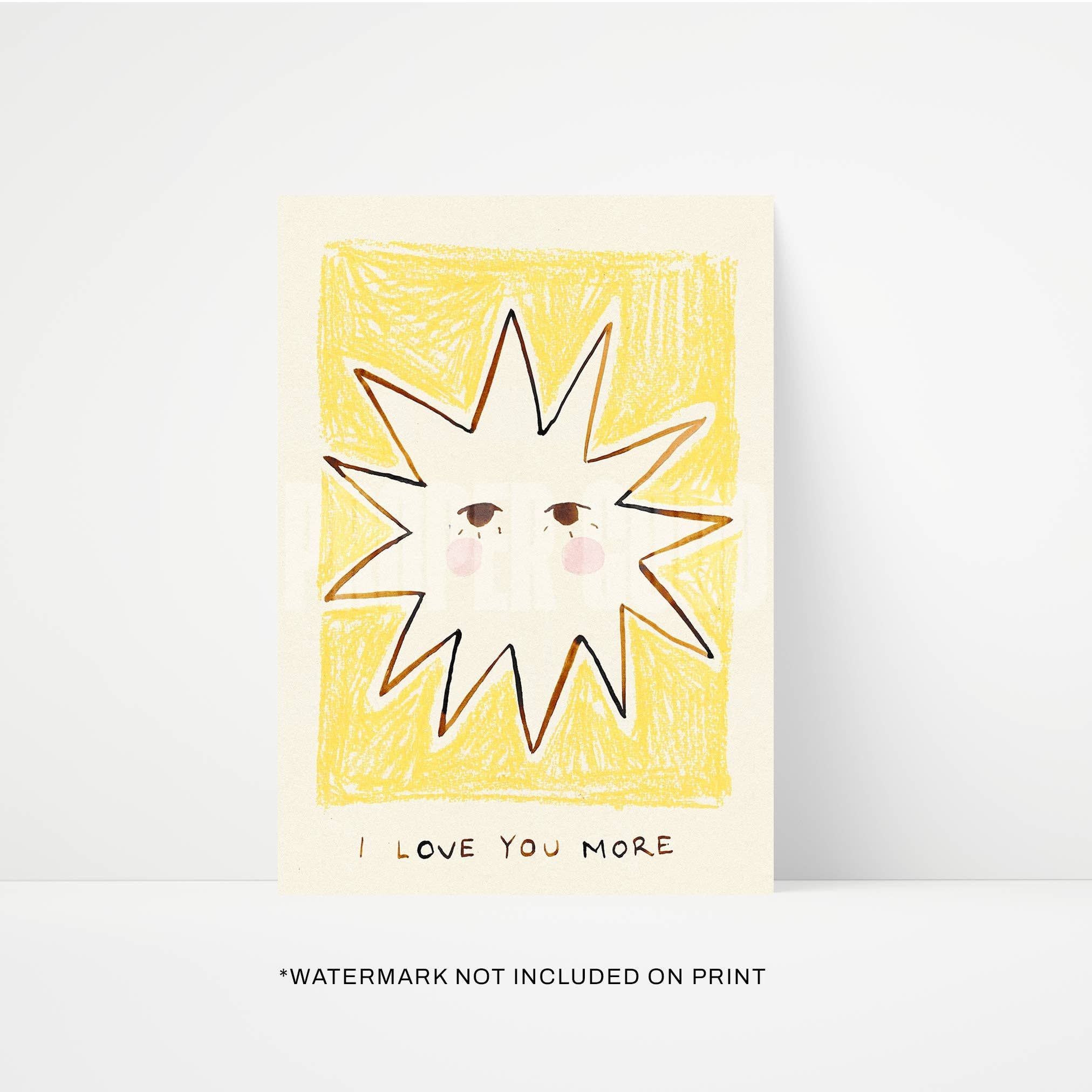 Love You More Bedroom Hand Painted Print: Unframed / A3 (297 x 420mm) art - prints 