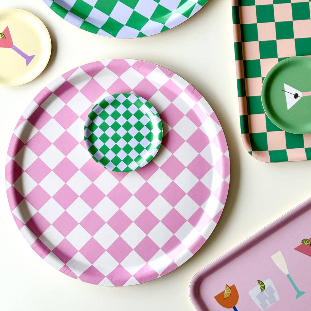 Raspberry & Cream Round Serving Tray - 31 cm - BLU KAT Modern Love Store Glasgow