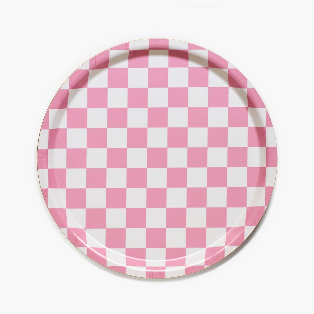 Raspberry & Cream Round Serving Tray - 31 cm - BLU KAT Modern Love Store Glasgow