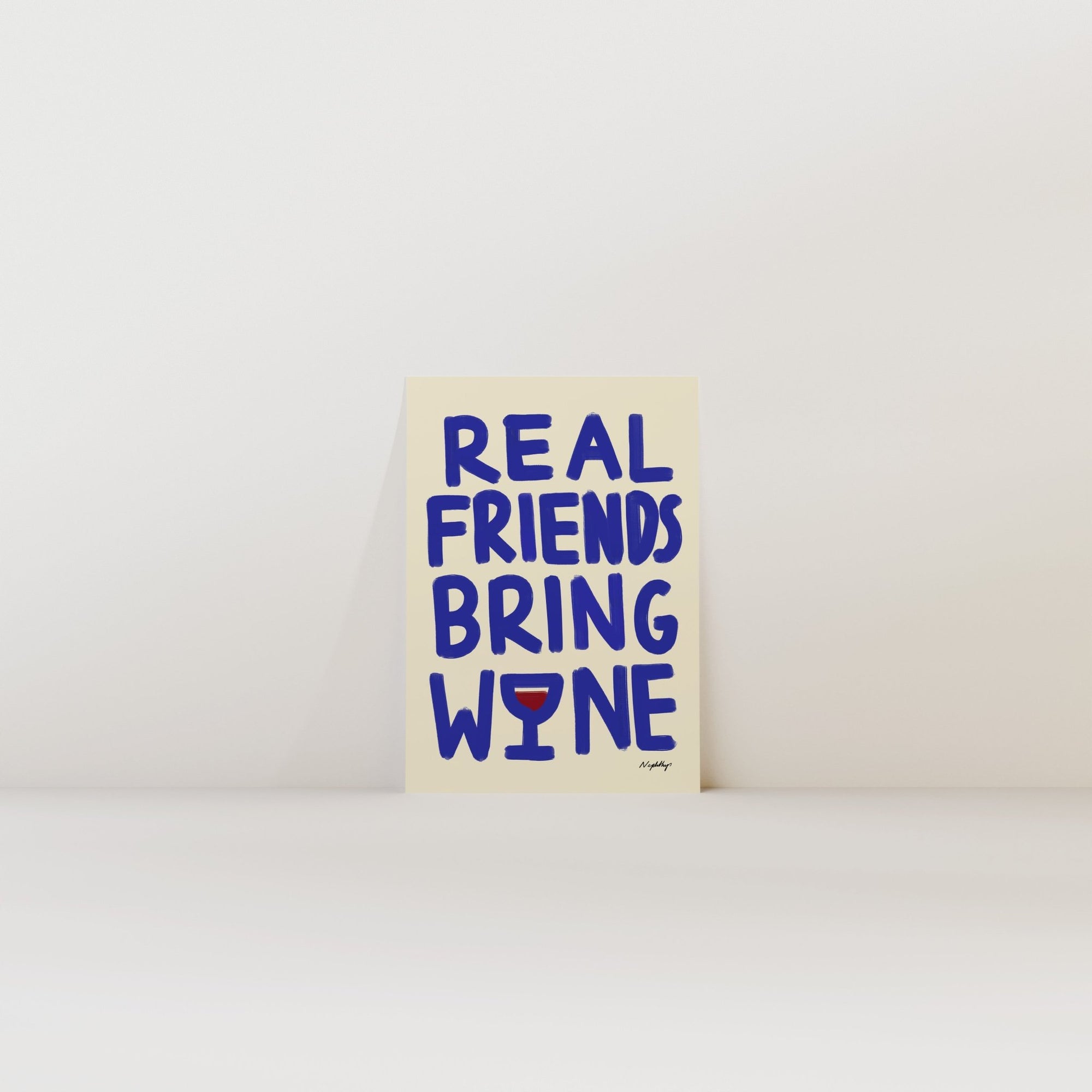 Real Friends Bring Wine Print - Print Nephtys Illustrated Modern Love Store Glasgow