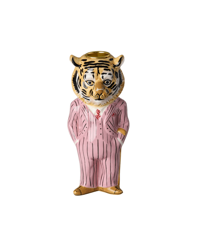 Tiger in a Pink Suit Candle Holder candle 