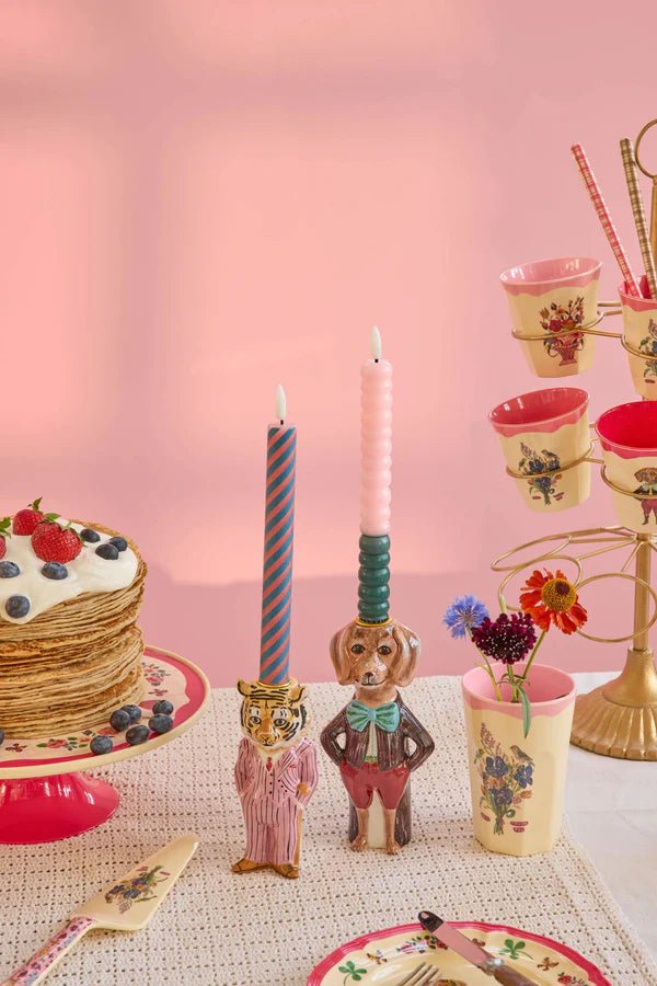 Tiger in a Pink Suit Candle Holder candle 