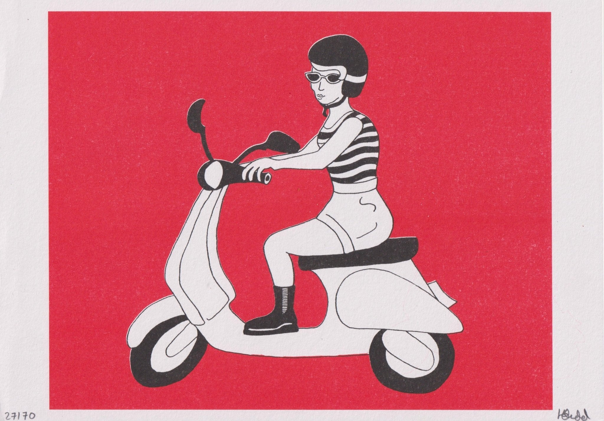 Riso Moped Print - Print Hannah Budd Modern Love Store Glasgow