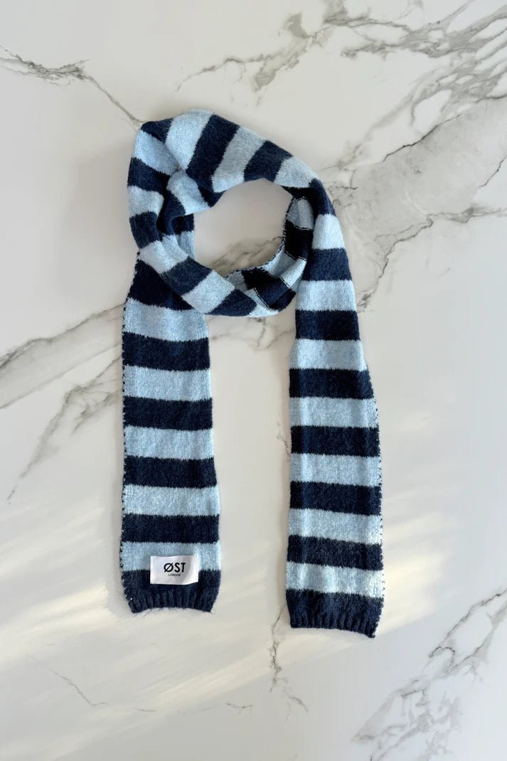 Gunhild Long Stripe Scarf - Navy/Blue - Scarf Ost London Modern Love Store Glasgow