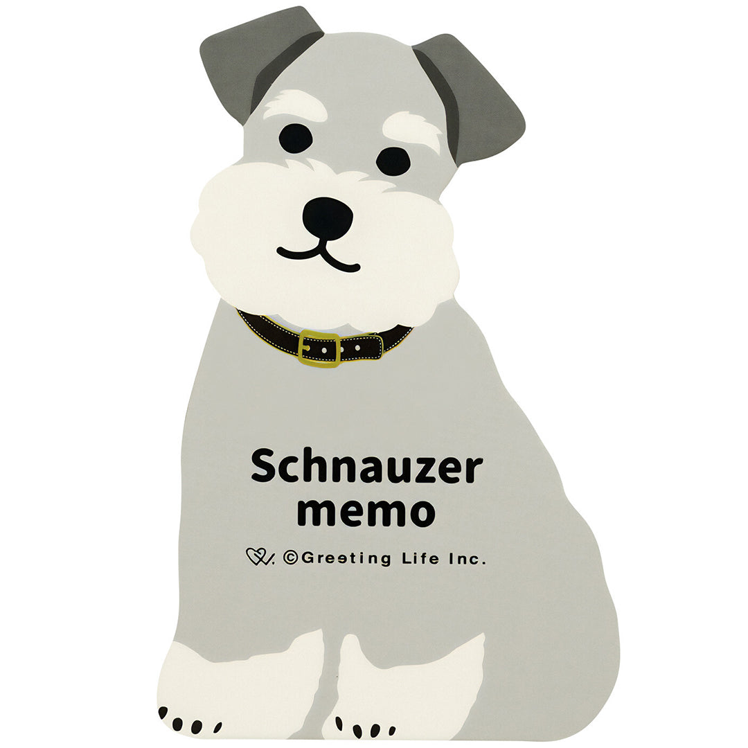 Greeting Life schnauzer memo pad front cover with illustrated schnauzer dog design
