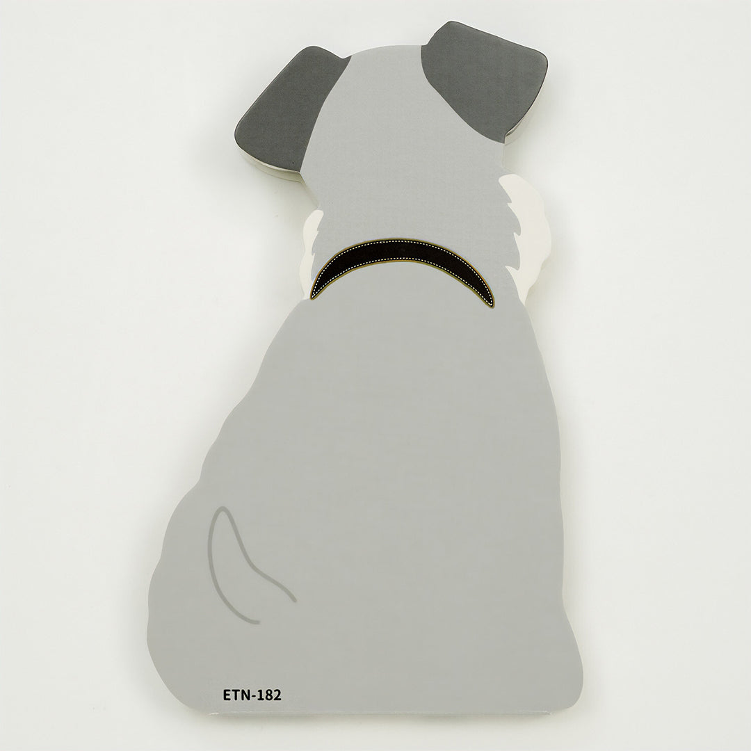 Greeting Life schnauzer memo pad open showing page detail and cardboard cover