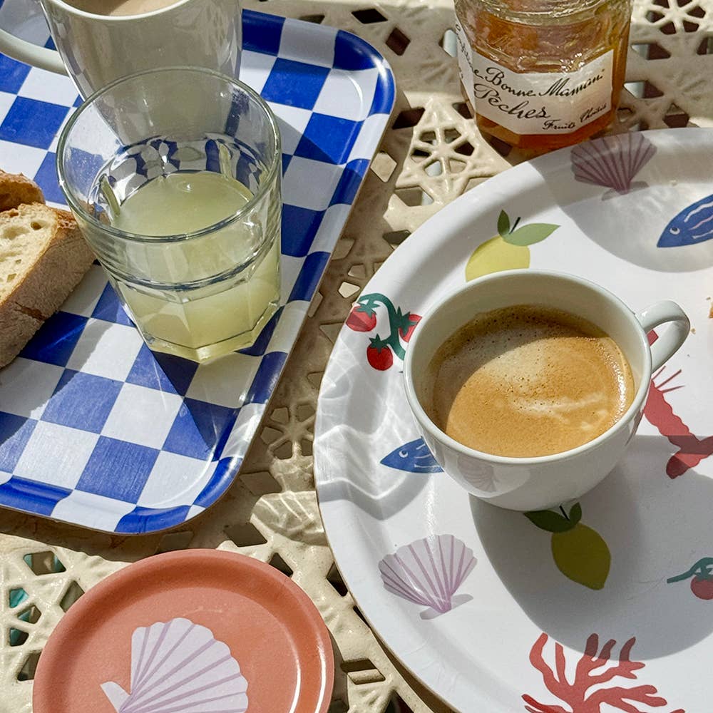 Sea Salt CHECKER Rectangular Serving Tray - 27x20 cm - BLU KAT Modern Love Store Glasgow