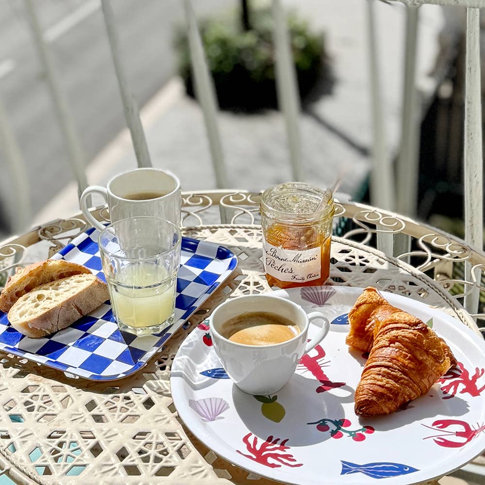 Sea Salt CHECKER Rectangular Serving Tray - 27x20 cm - BLU KAT Modern Love Store Glasgow