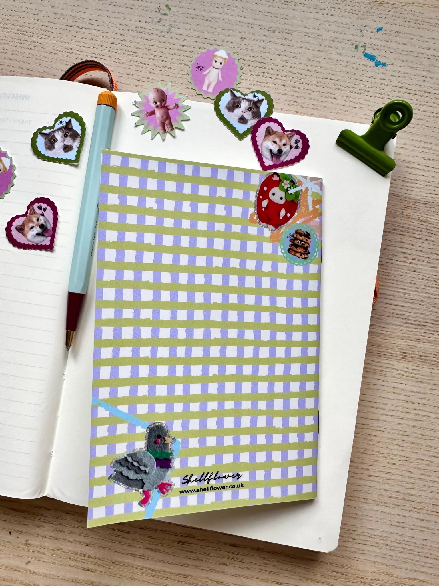 A6 Gingham Sticker Keeper Book - Shellflower Modern Love Store Glasgow