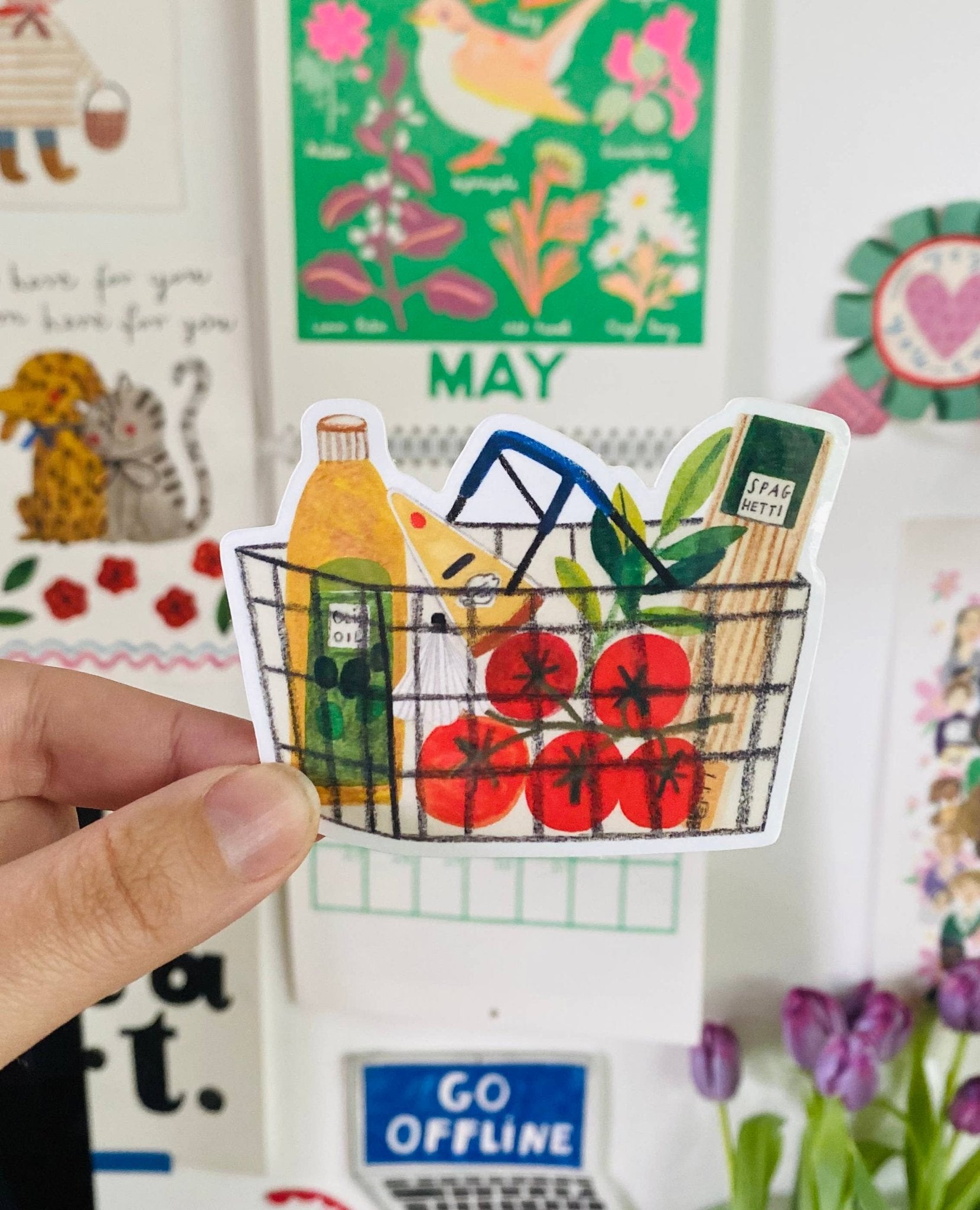 SPAGHETTI CART sticker - Daria Solak Illustrations Modern Love Store Glasgow