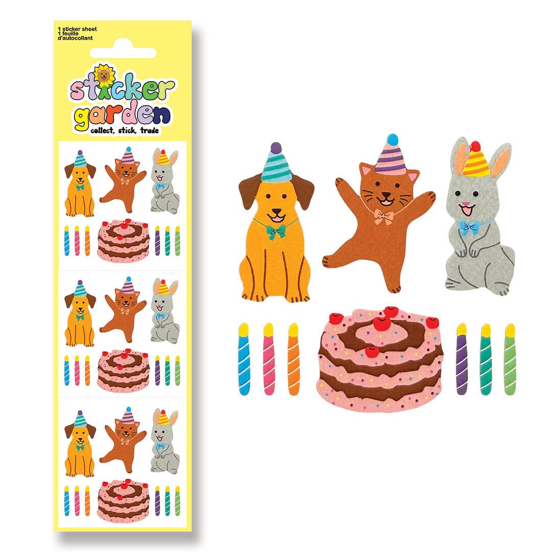 Classic Birthday Pet Sticker Sheet - Sticker Garden Modern Love Store Glasgow