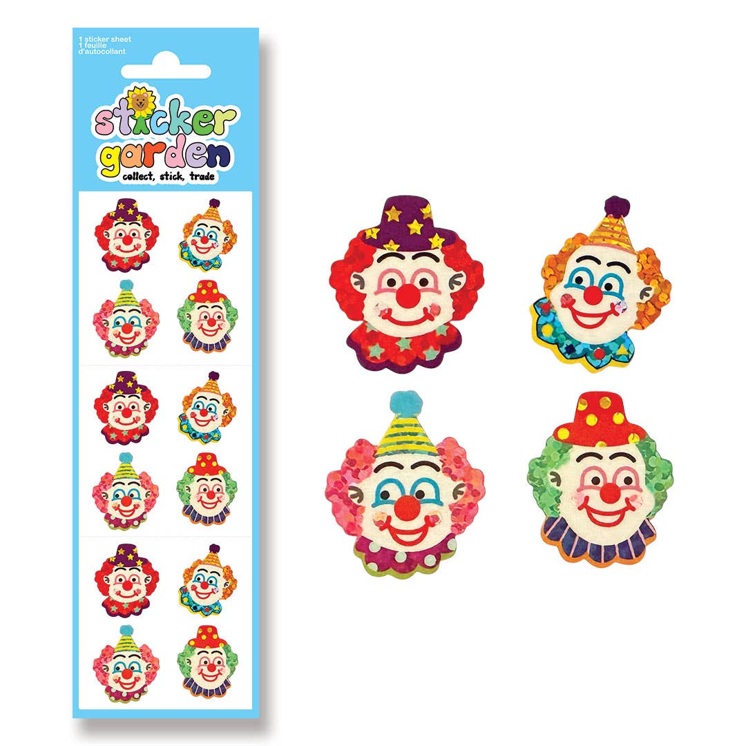 Sparkle Clown Sticker SheetVintage Inspired stationery 