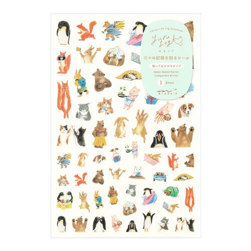 Midori Yuru Log Sticker - 1 sheet - Animal - sticker Midori Modern Love Store Glasgow