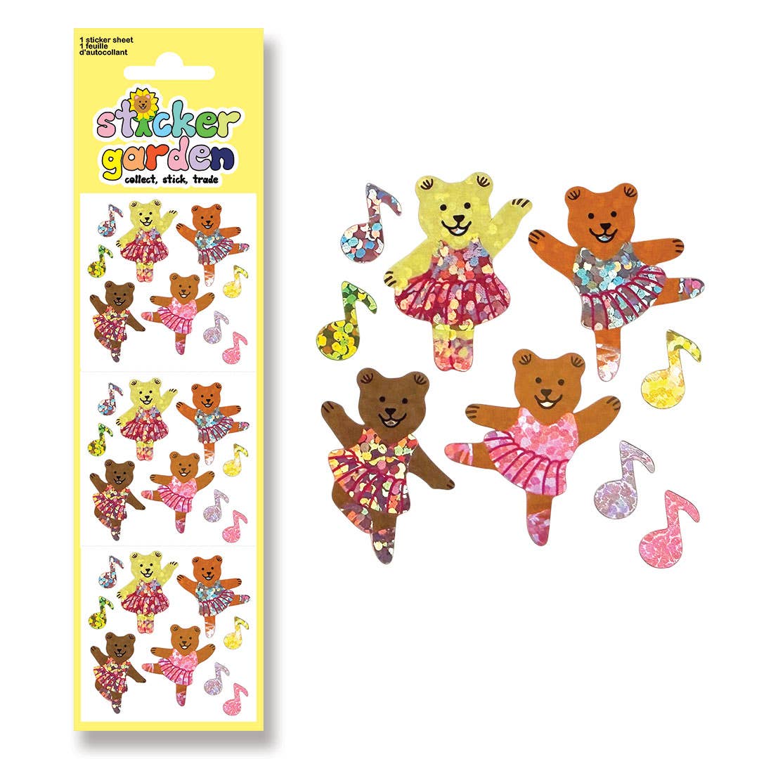Sparkle Ballerina Bears Mini Sticker Sheet - sticker Sticker Garden Modern Love Store Glasgow