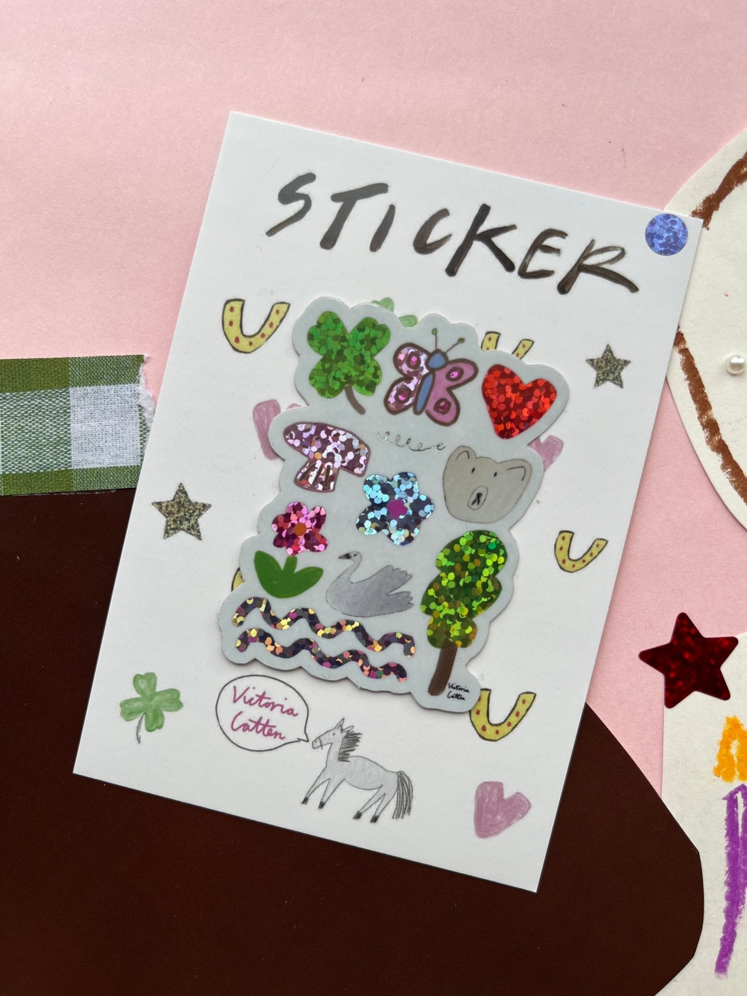 Bear and Swanny Portrait Sticker - sticker Victoria Catten Modern Love Store