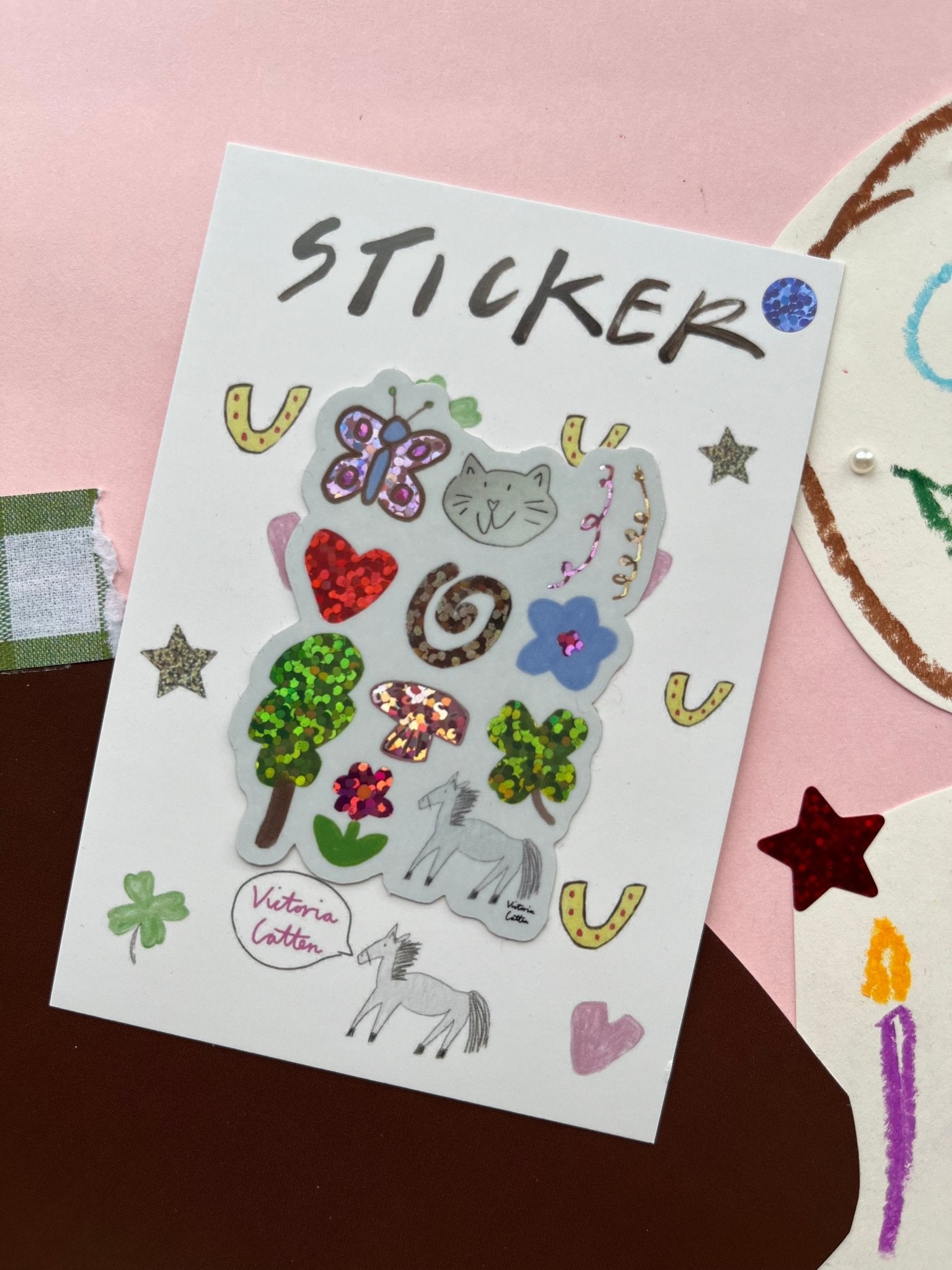 Cat and Pony Portrait Sticker - sticker Victoria Catten Modern Love Store