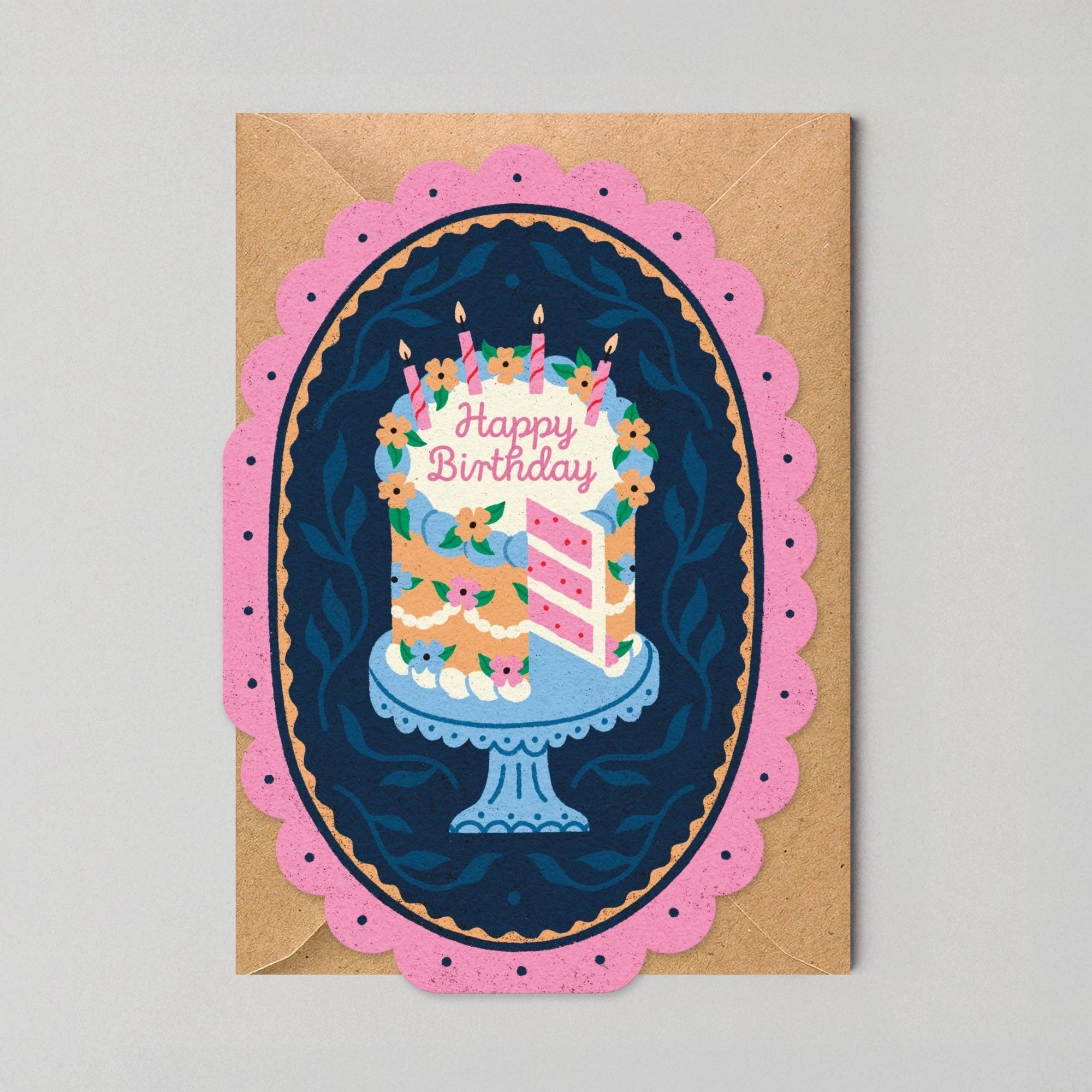Pink Framed Birthday Cake Card - Studio Boketto Modern Love Store Glasgow
