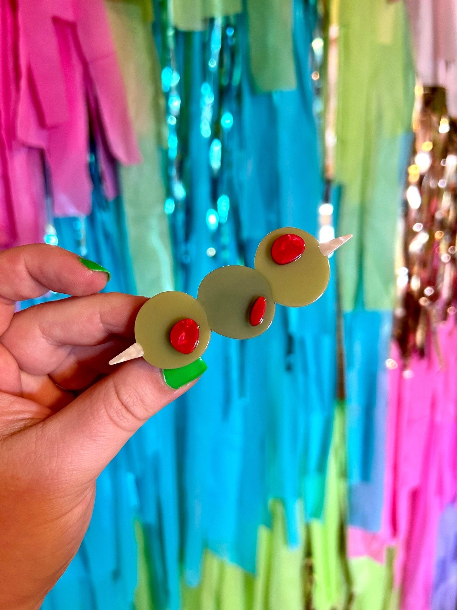 Stuffed Olive Hair Clip Set - The Peach Fuzz Modern Love Store Glasgow