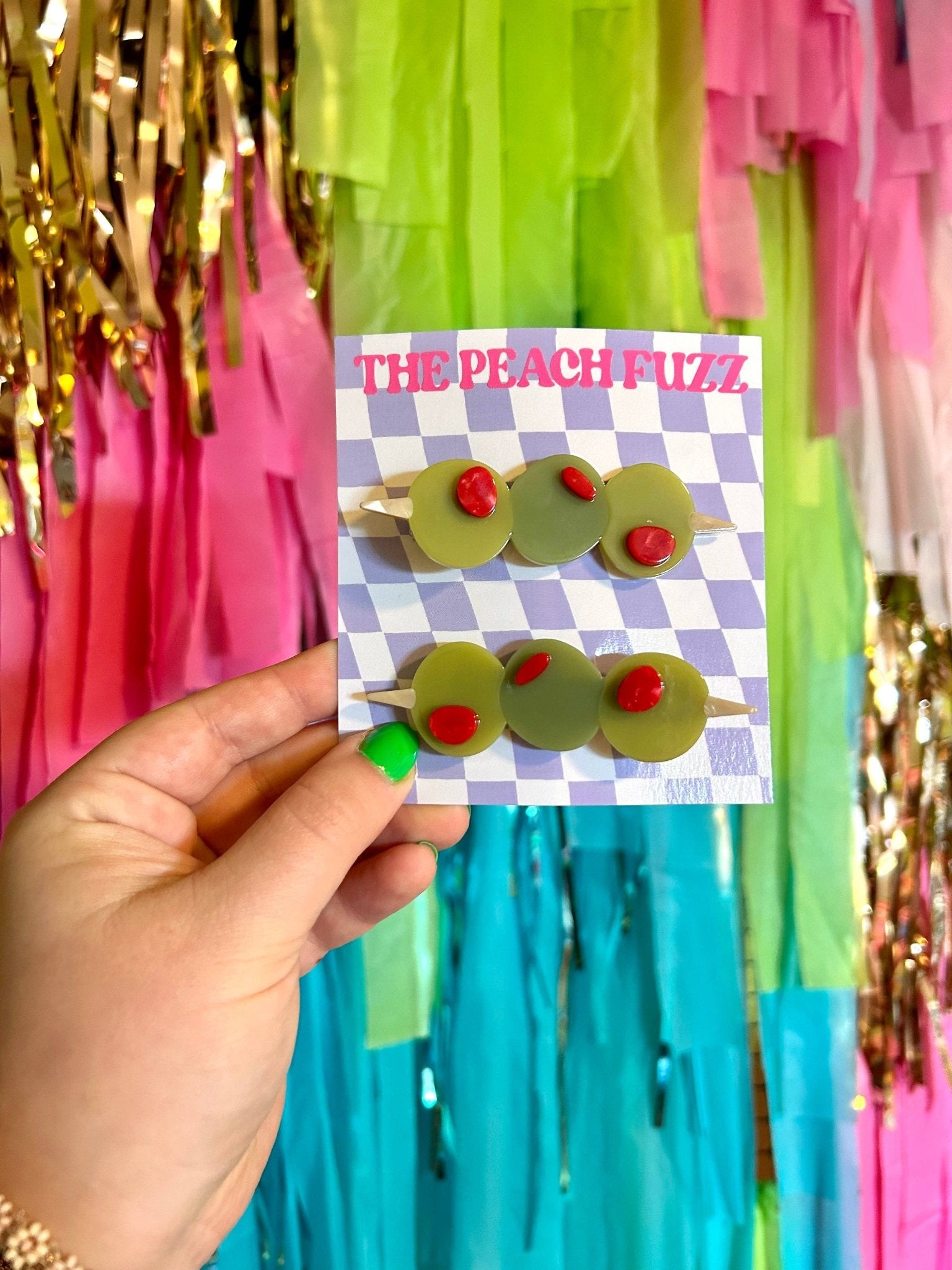 Stuffed Olive Hair Clip Set - The Peach Fuzz Modern Love Store Glasgow